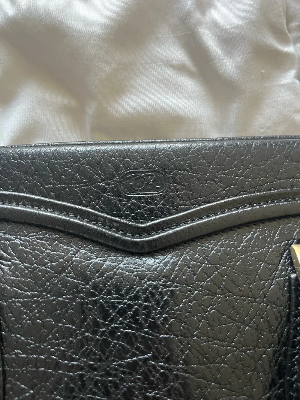 Vintage Oscar de la Renta Black Textured Leather Briefcase Commuter Laptop Bag